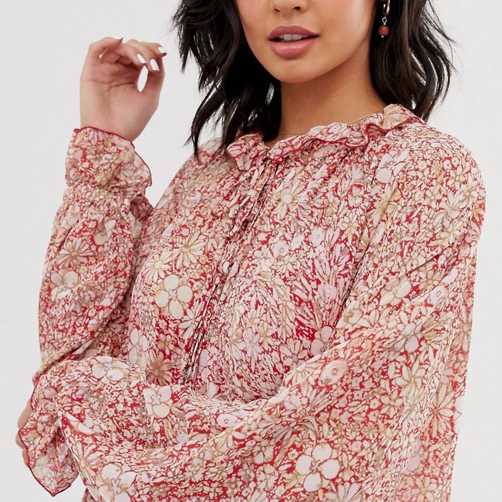 Free People Sheer Floral Tiered Ruffle Midi Dress - Picture 6 of 11